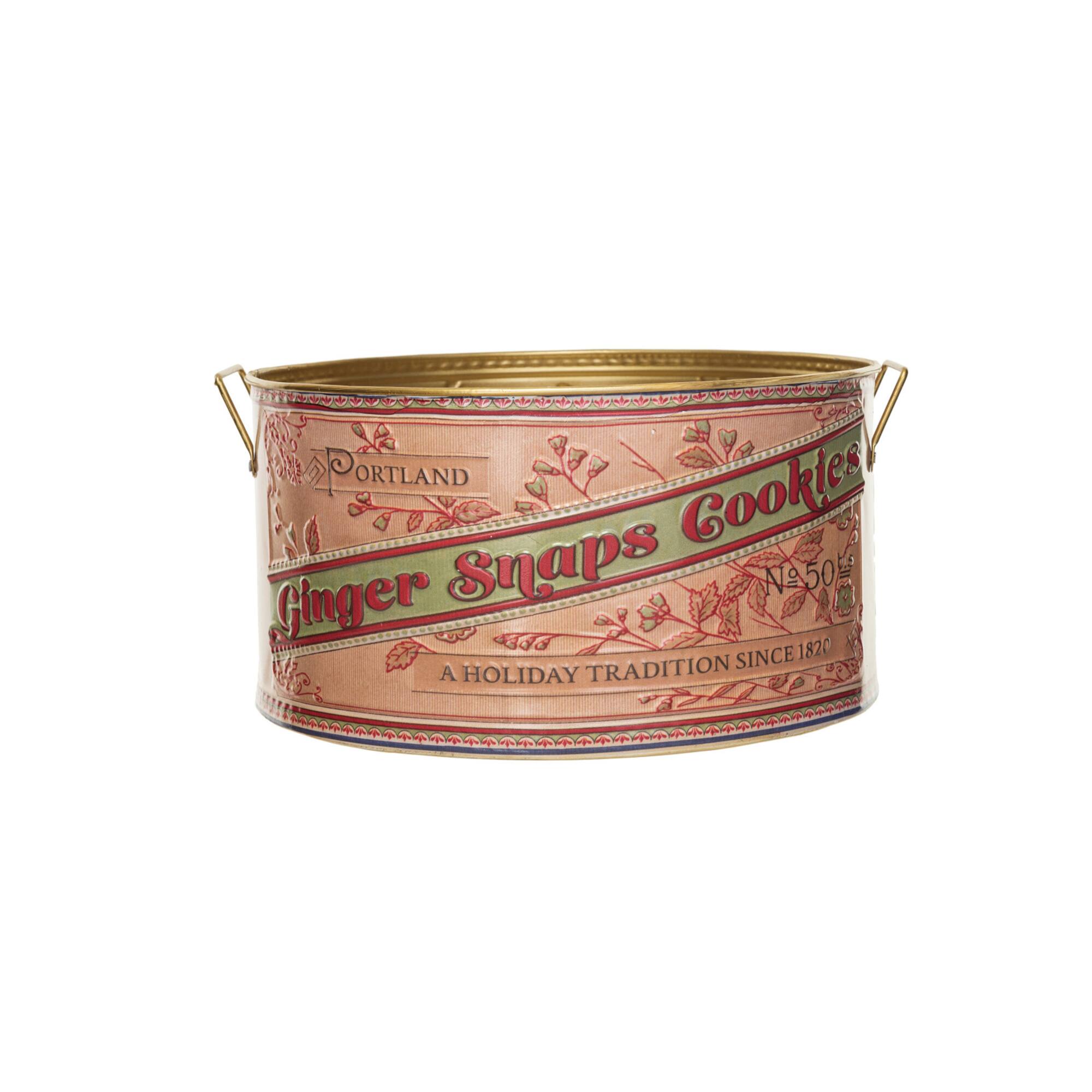 Hello Honey® 15" Ginger Snaps Cookies Embossed Metal Container with Handles